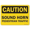 Signmission OSHA Caution Decal, pedestrian traffic sound horn, 24in X 18in Decal, 18" W, 24" L, Landscape OS-CS-D-1824-L-19218